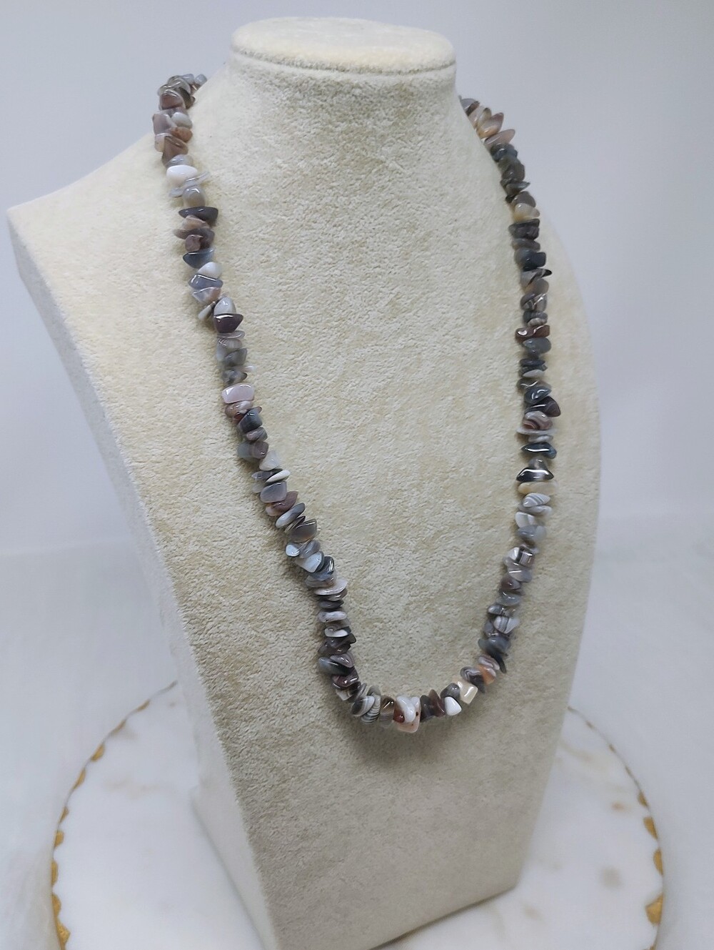 Natural Multi-Tone Agate Chip Necklace - Neutral Colors